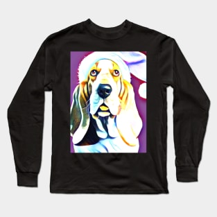 Basset Hound with Pink Santa Hat Long Sleeve T-Shirt